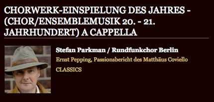 Rundfunkchor Berlin ECHO Klassik 2009 Pepping