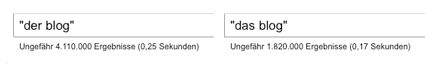 Der Blog vs. das Blog bei Google