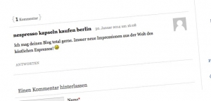 Besonders dreister SEO-Kommentar auf 'Der Espresso-Freak'