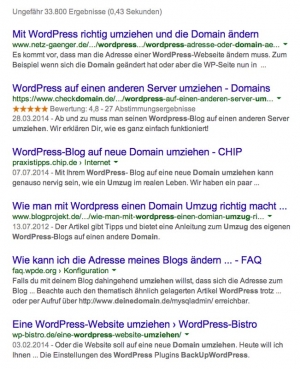 'wordpress domain umziehen' – Google-Suchergebnis